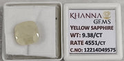9.38/CT Natural Yellow Sapphire With Govt Lab Certificate-12214D49575